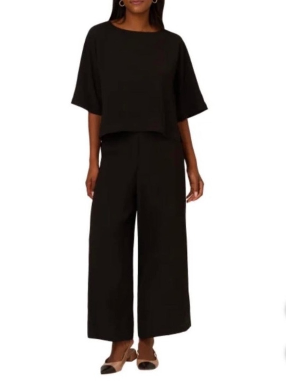 Adrianna Papell Black Wide Leg Pull-On Pants